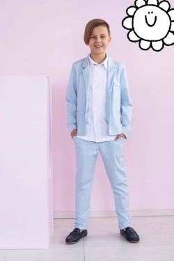 Chlapčenské bavlnené elegantné nohavice MM 9 light blue
