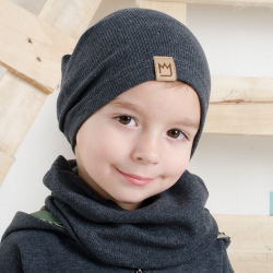 Bavlnená čiapka + tunelový šál 10102 dark grey