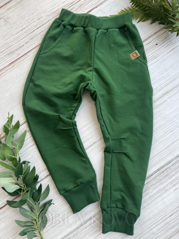 Zelené bavlnené nohavice tepláky