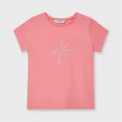 MAYORAL dievčenské tričko s kamienkami 174-017 camélia