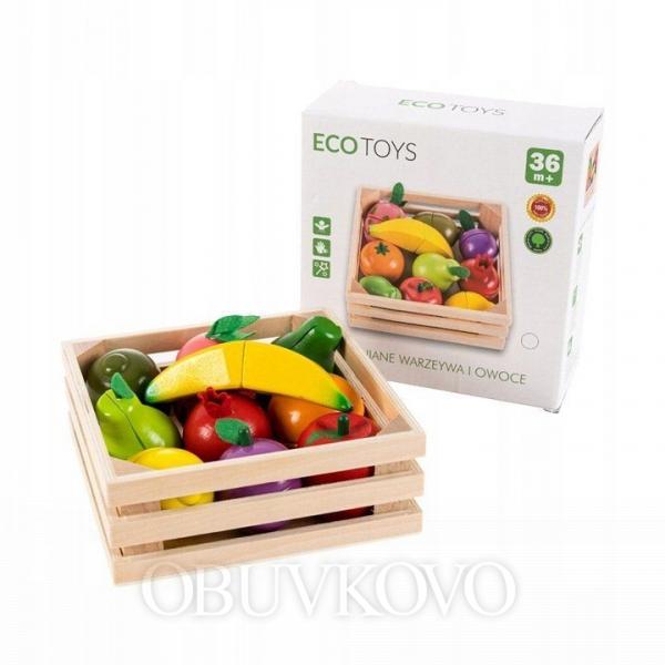 Drevené ovocie na magnetické rezanie + krabica ECOTOYS