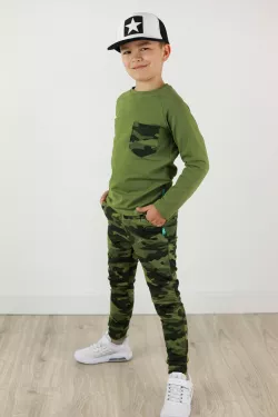 Chlapčenské zelené bavlnené nohavice 