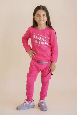 Dievčenské ružové bavlnené nohavice 