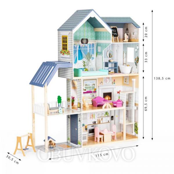 ECOTOYS luxusná drevený domček pre bábiky + rezidencia MAYA
