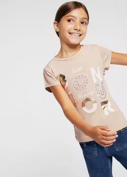 MAYORAL dievčenské tričko s potlačou 6037-073 oat
