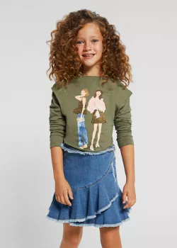 MAYORAL dievčenské tričko s dlhým rukávom 6038-048 green