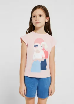 MAYORAL dievčenské tričko s potlačou 6030-057 nude