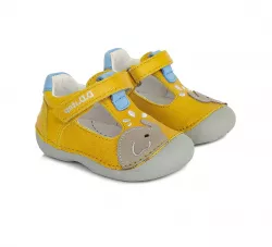 D.D.STEP chlapčenské celokožené topánky 015-549B yellow