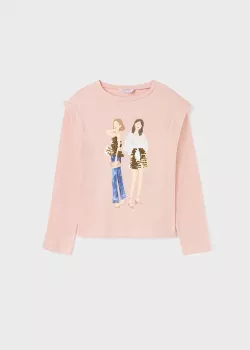 MAYORAL dievčenské tričko s dlhým rukávom 6038-050 rosa