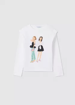 MAYORAL dievčenské tričko s dlhým rukávom 6038-051white