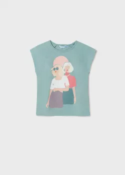 MAYORAL dievčenské tričko s potlačou 6030-059 jade