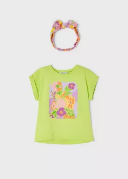 MAYORAL dievčenské tričko s čelenkou 3040-039 limo