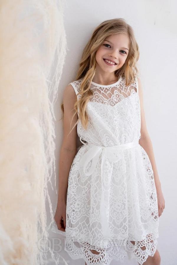 Dievčenské biele šaty s čipkou