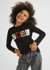 MAYORAL dievčenské tričko s dlhým rukávom 7036-051 black