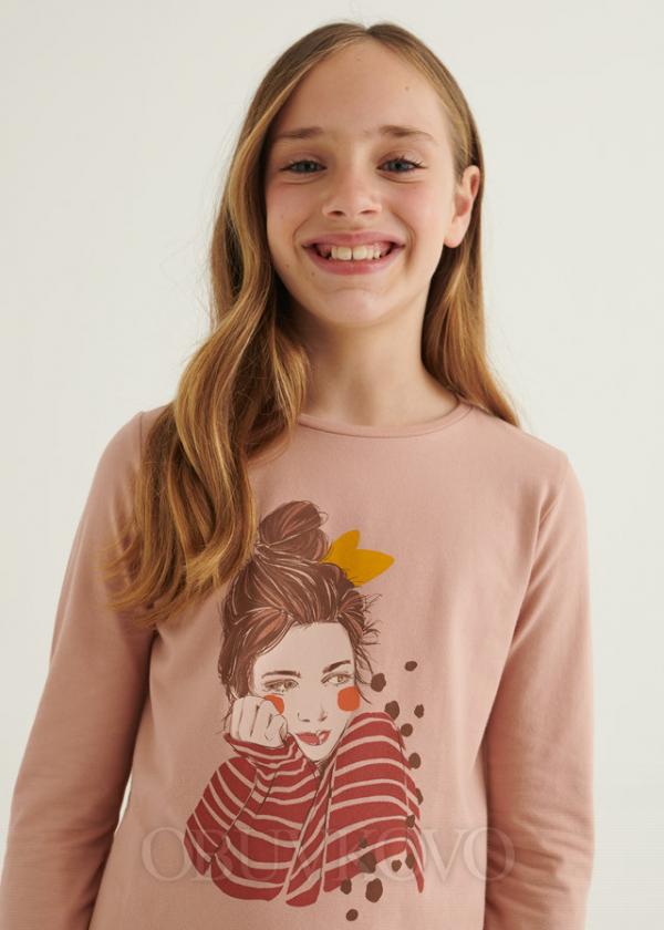 MAYORAL dievčenské tričko s dlhým rukávom 7027-060 rose