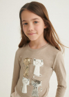 MAYORAL dievčenské tričko s potlačou 7033-074 bark