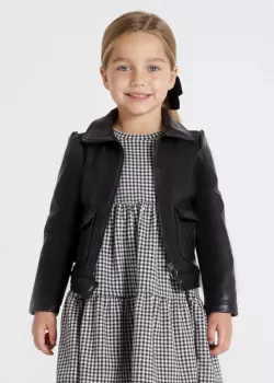 MAYORAL dievčenský kožený kabát 4481-029 black