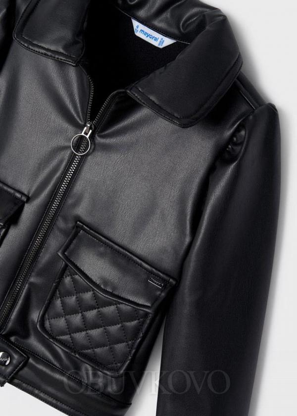 MAYORAL dievčenský kožený kabát 4481-029 black