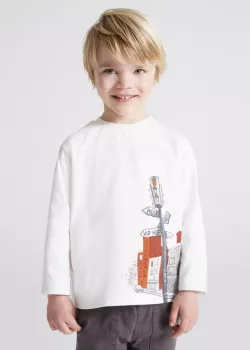 MAYORAL chlapčenské tričko s dlhým rukávom 4012-060 cream
