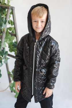 Detský unisex prešívaný kabát kapucňou