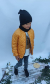 Detský unisex prešívaný kabát kapucňou