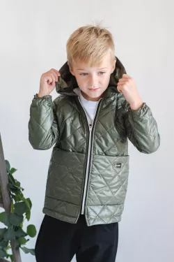 Detský unisex prešívaný kabát kapucňou