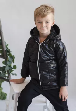 Detský unisex prešívaný kabát kapucňou