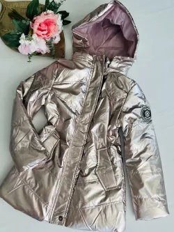 Metalická prechodná dievčenská bunda 