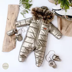 Exkluzívny metalický overal s kožušinkou