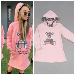 Bavlnená tunika s kapucňou pink