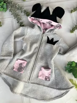 3D bavlnená hrubá mikina - kabát BUNNY