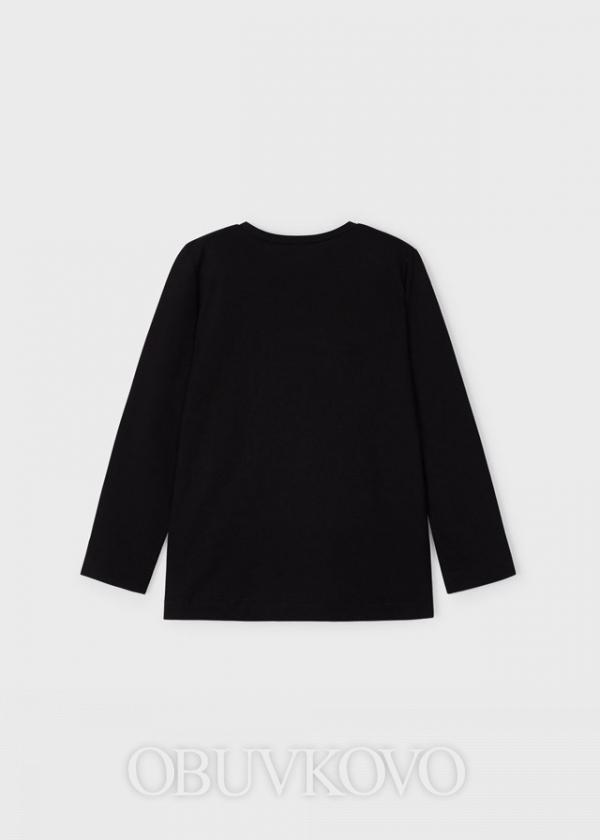 Dievčenské čierne dlhorukávové tričko s potlačou
