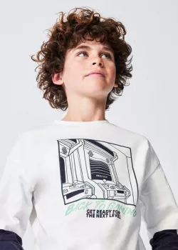 Chlapčenské tričko s dlhým rukávom a s komiksovým obrázkom