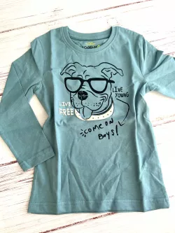 Chlapčenské tričko dlhý rukáv s potlačou- pes