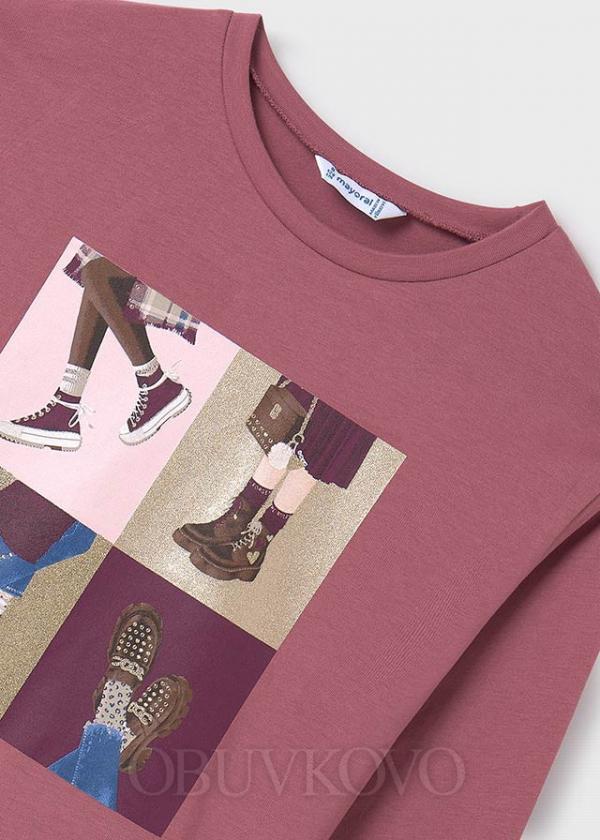 Dievčenské dlhorukávové tričko s potlačou topánok