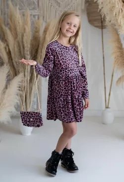 Velúrové dievčenské šaty s kabelkou