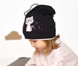 Dievčenská bavlnená čiapka s mačkou