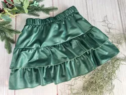 Dievčenská kožená sukňa s volánikmi