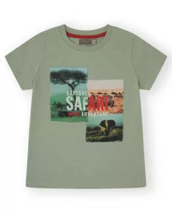 Chlapčenské bavlnené tričko krátky rukáv safari
