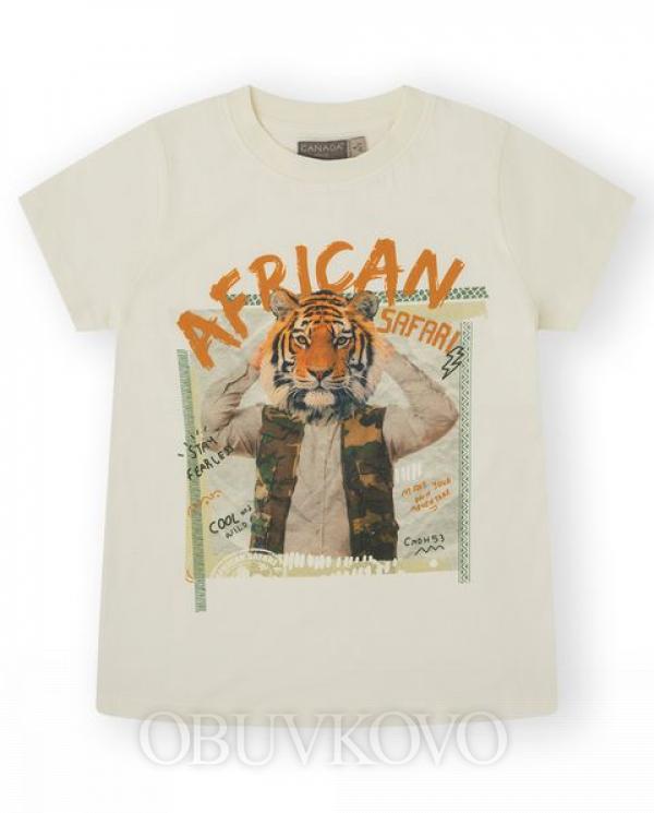 Chlapčenské bavlnené tričko krátky rukáv safari