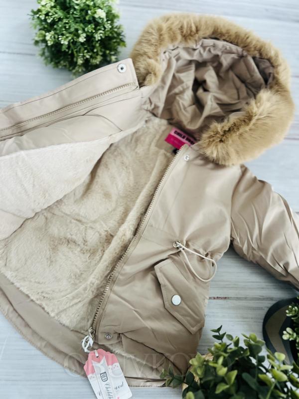 Zimná dievčenská parka s kožušinkou