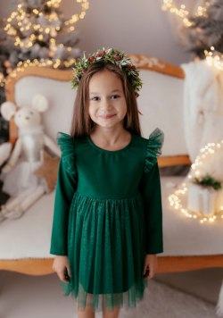 Dievčenské vianočné šaty s tylovou sukňou
