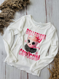 Dievčenské tričko s dlhým rukávom BALLERINA CAPPUCCINA