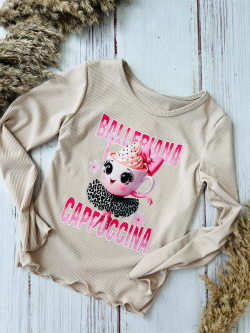 Dievčenské tričko s dlhým rukávom BALLERINA CAPPUCCINA
