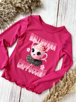 Dievčenské tričko s dlhým rukávom BALLERINA CAPPUCCINA