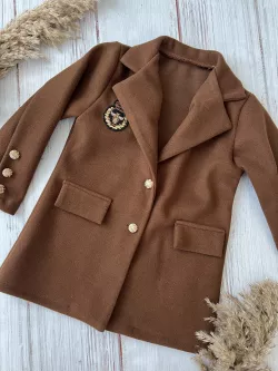 Dievčenský flaušový kabát