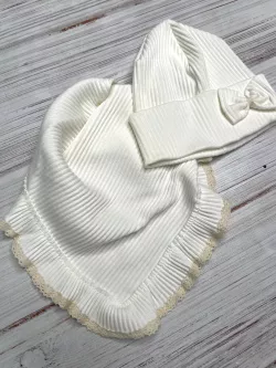 Bavlnená dievčenská čiapka s nákrčníkom