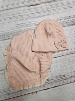 Bavlnená dievčenská čiapka s nákrčníkom