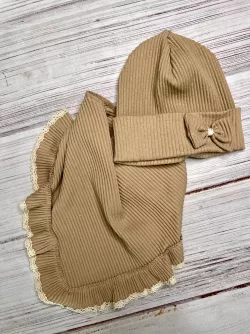 Bavlnená dievčenská čiapka s nákrčníkom