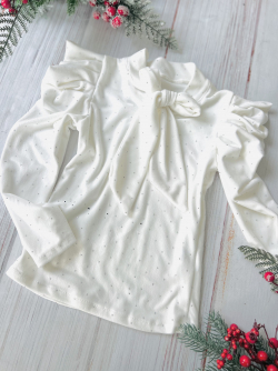 Dievčenské tričko s mašľou a kamienkami